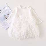 Baby Dresses For Girls Autumn Winter Long Sleeved Knit princess dress Lotus Leaf Collar Pocket Doll Dress Girls Baby Clothing