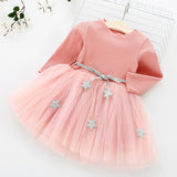 Baby Dresses For Girls Autumn Winter Long Sleeved Knit princess dress Lotus Leaf Collar Pocket Doll Dress Girls Baby Clothing