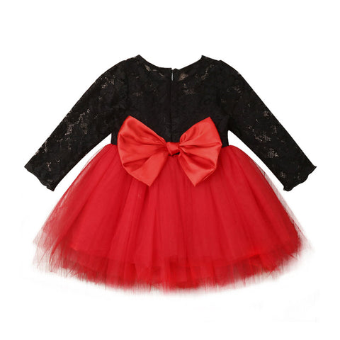 6M-5Y Christmas Kid Baby Dress For Girl Long Sleeve Lace Tutu Party Wedding Formal Red Dresses Princess Tulle Dress Girl Clothes