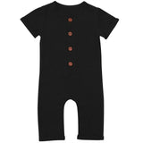 Pudcoco Cotton Newborn Baby Boy Girl Romper Short Sleeve Solid Color Button One Piece Jumpsuit Clothes 0-24M