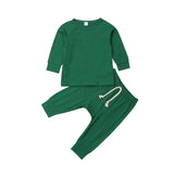 0-2Years Infant Baby Boy Girl Pajamas Sleepwear Nightwear Clothes Outfit Solid Sleep Set