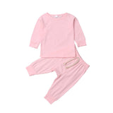 0-2Years Infant Baby Boy Girl Pajamas Sleepwear Nightwear Clothes Outfit Solid Sleep Set