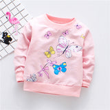 Cotton Girls T-Shirts Cute Butterfly Girls Tees Baby Girls Long Sleeve T-Shirt Sport Shirts Baby Clothing Autumn Style