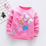 Cotton Girls T-Shirts Cute Butterfly Girls Tees Baby Girls Long Sleeve T-Shirt Sport Shirts Baby Clothing Autumn Style