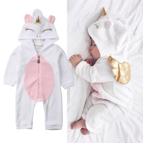 Toddler Newborn Unicorn Baby Girls Fleece Romper Jumpsuit Jumper Outfits Costume