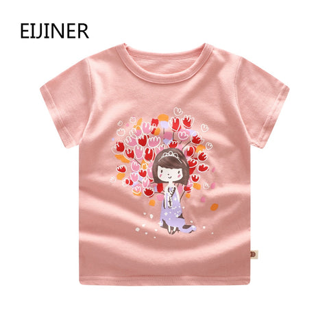 Pink Baby Girls T shirts Summer 2019 New Cotton Baby Girls Clothes Children Girls Clothing Newborn Baby t shirts Girls t shirts