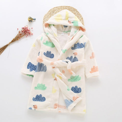 2018 New Soft Children's Robes for 2-8 Years Baby Kids Pajamas Boys Girls Cartoon Sleepwear Bathrobes Kids Hooded Baby Robes