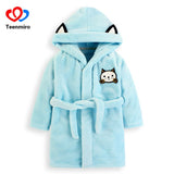 Baby Flannel Bathrobes Robe Kids Cartoon Sleepwear Hooded Robes for Girls Cat Pajamas Boys Thick PJS Children Home Wear Clothing