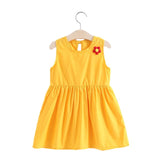 Pure Cotton Flower Solid Girls Dress Classic round neckline Children Summer Fashion Dress Princess Dress