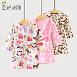weLaken 2019 Soft Children's Robes for 2-8Yrs Baby Kids Pajamas Boys Girls Cartoon Sleepwear Bathrobes Kids Hooded Baby Robes