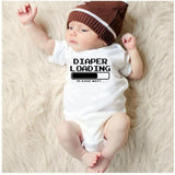 Funny letter print Diaper is loading please wait Baby Boy Clothes Baby Rompers Newborn girl Clothing Jumpsuit  roupa de bebe