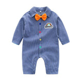 Kimocat new High quality spring and autumn Lucky No.7 Fashion Newborn Baby Ropmer Cartoon Long Sleeve Baby Boy  Clothes