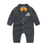 Kimocat new High quality spring and autumn Lucky No.7 Fashion Newborn Baby Ropmer Cartoon Long Sleeve Baby Boy  Clothes