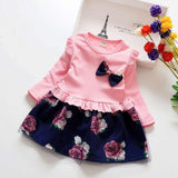 12M-4T baby spring Girl Dress Christmas Party Dresses Kids Girls Floral Clothes Children Girl birthday Dress bow clothing infant