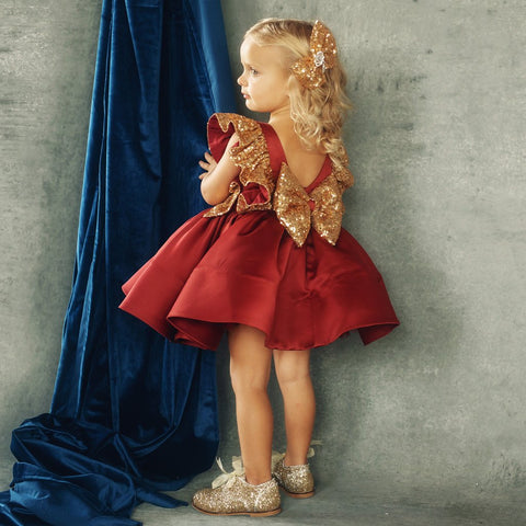 Christmas Toddler Kids Baby Girl Dress Princess Sequin Red Tutu Dress Party Wedding Formal Dress