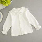 Newborn Baby Boy White T Shirt Infant Kids Girls Long Sleeved Cotton Blouse Tops Tee Shirts Baby White Ruffle Toddler Colthes