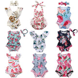 Infant Newborn Baby Girls Romper Summer Baby Clothes Flower Watermelon Print Tassel Jumpsuit Playsuit Sunsuit Baby Girl Costumes