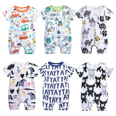 Summer New style baby rompers Short sleeve Newborn Infant Baby Boy Girl clothes Cute Cartoon Printed Jumpsuit Climbing Clothes
