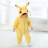 Baby Cartoon Romper Newborn Hooded Inflant Clothing Boy Girl Pajamas Animal Onesie Jumpsuit Pikachu Costume Flannel Baby Rompers