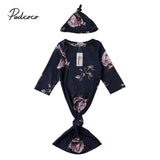 3-6M Newborn Infant Baby Girls Sleeping Bag + Hat Floral Casual Outfits Clothes Sets Sleepwear Robes