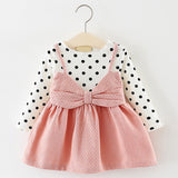 Dot Princess Baby Girl Dress Party Birthday Dress 2019 Spring baby Girls Clothing Suits Knitted Shirts Strap Ruffle Dresses