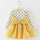Dot Princess Baby Girl Dress Party Birthday Dress 2019 Spring baby Girls Clothing Suits Knitted Shirts Strap Ruffle Dresses