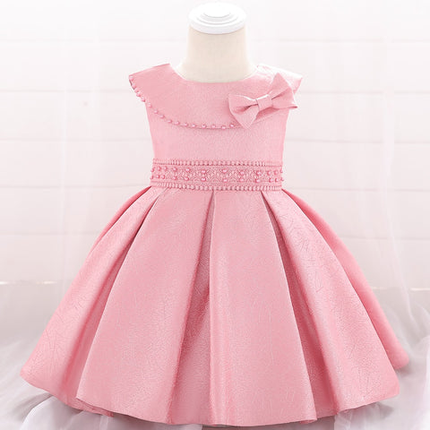 NewBorn Beaded Pleated Tutu Baby Girls Dresses Lovely Party Birthday Princess Dress Girls Baptism Evening Summer Dress L1905XZ