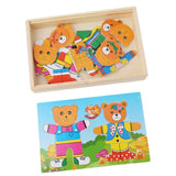 Wooden Puzzle Set Baby Educational Toys Puzzles Kids Children's Wooden Toy Bear Changing Clothes
