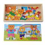Wooden Puzzle Set Baby Educational Toys Puzzles Kids Children's Wooden Toy Bear Changing Clothes